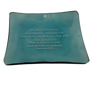 King’s Head Hotel Darlington Aqua Glass Dish UK Advertising Ashtray
